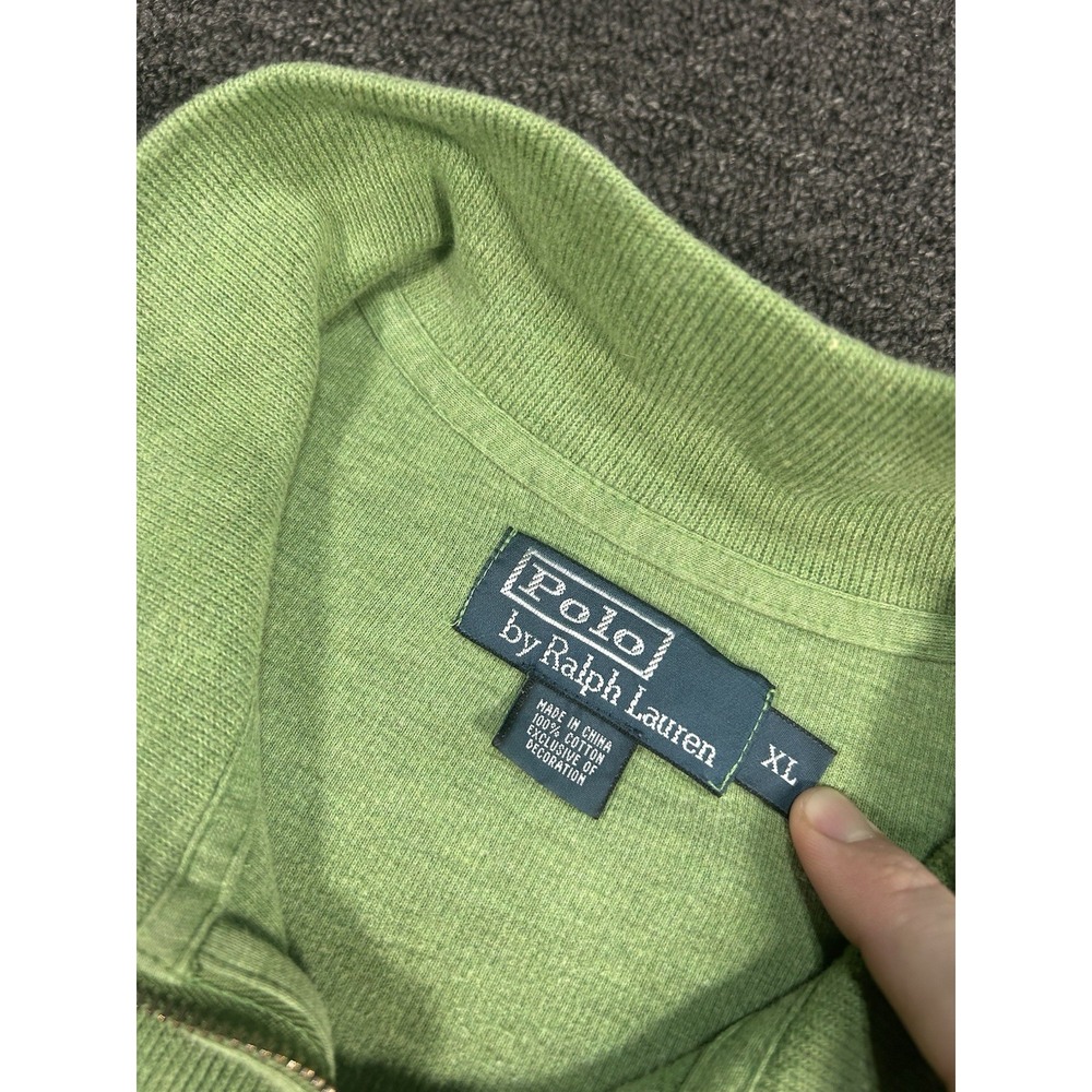Polo Ralph Lauren 1/4 Zip Sweater‎ Men's XL Green Preppy Pony Cotton Long Sleeve - Picture 3 of 7